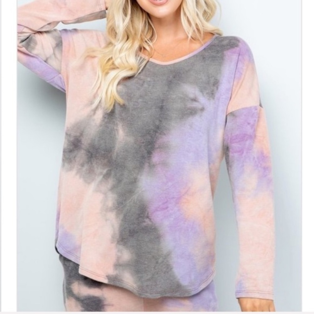 🌪MAUVE CHARCOAL FRENCH TERRY TOP